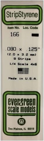 Evergreen Scale Models Strip .080 x .125 8 EVG166 Plastic Building Supplies in Saudi Arabia