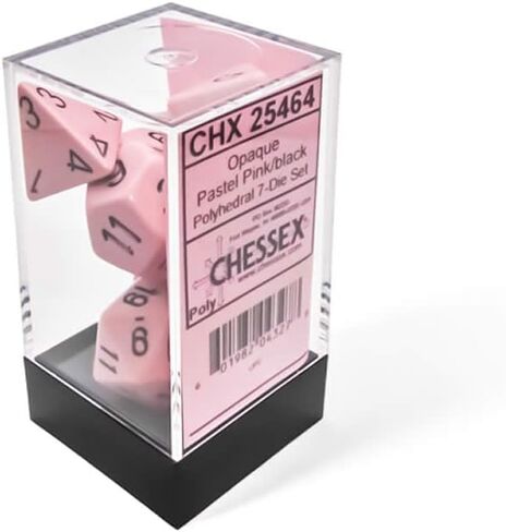 نرد باستيل وردي بأرقام سوداء 16 مم (5/8 بوصة) مجموعة من 7 نرد Chessex in Saudi Arabia