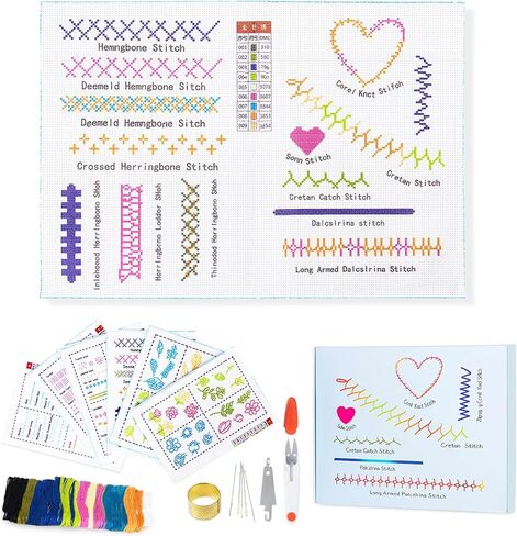 XuZBDia 18CT Checkered Embroidered Fabric Stitch Book,12 Pages Water Soluble Printing Pattern Embroidery Book Embroidery，Gifts That Can Be Given to Women in Saudi Arabia