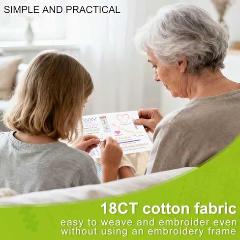 XuZBDia 18CT Checkered Embroidered Fabric Stitch Book,12 Pages Water Soluble Printing Pattern Embroidery Book Embroidery，Gifts That Can Be Given to Women in Saudi Arabia