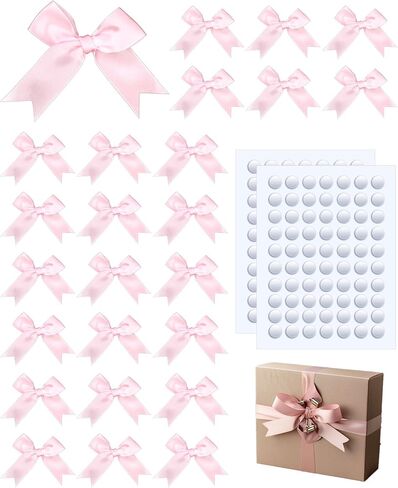 100 قطعة من الأقواس الوردية للحرف اليدوية، ربطة عنق من الساتان مقاس 3.35 بوصة مع شريط لاصق in Kuwait