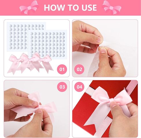 100 قطعة من الأقواس الوردية للحرف اليدوية، ربطة عنق من الساتان مقاس 3.35 بوصة مع شريط لاصق in Kuwait