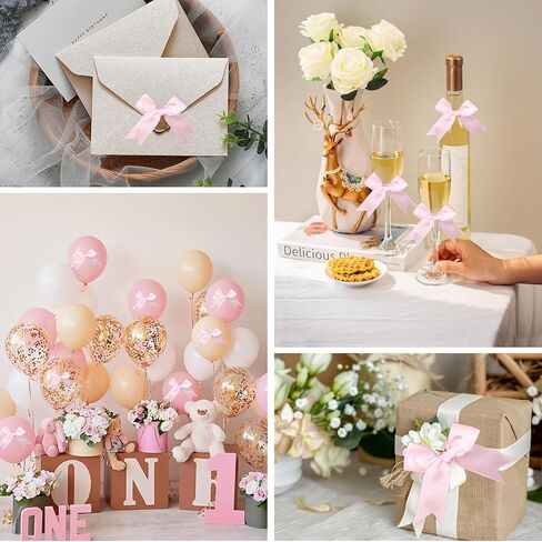 100 قطعة من الأقواس الوردية للحرف اليدوية، ربطة عنق من الساتان مقاس 3.35 بوصة مع شريط لاصق in Kuwait