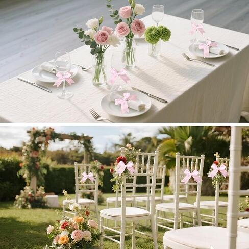 100 قطعة من الأقواس الوردية للحرف اليدوية، ربطة عنق من الساتان مقاس 3.35 بوصة مع شريط لاصق in Kuwait