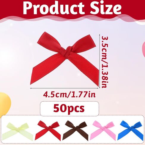 50 قطعة من الأقواس الصغيرة للحرف اليدوية، أقواس شريطية صغيرة للحرف اليدوية، 1.77 بوصة قوس هدايا صغير، ملحقات تزيين عقدة متعددة الألوان لعيد الميلاد وحفلات أعياد الميلاد وتغليف الهدايا بنفسك in Kuwait