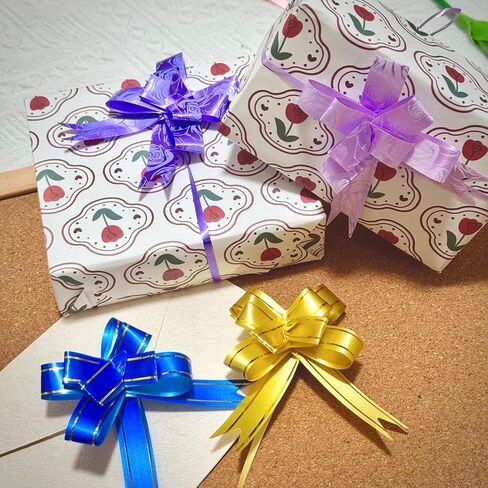 LKEXMD's 100Pcs 10 Colors String Bows Basket Pull Bows Gift Knot Ribbon Present Wrapping Décor Bows for Birthday Wedding Christmas New Year Party Ornament, 1.6cm Width in Saudi Arabia