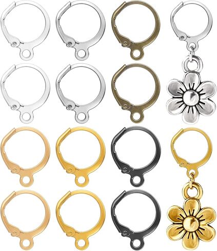 20 Pcs Leverback Earring Hooks, Metal Earring Hoops for Jewelry Making, Huggie Earring Hooks, Hoop Earrings for Jewelry Making, Women, DIY Crafts (Silver) in Saudi Arabia