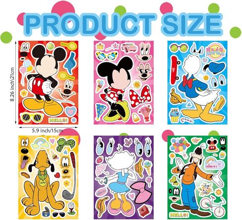 36PCS Mouse Make a Face Stickers, DIY Mouse Party Supplies Favors Make Your Own Stickers Mixed and Matched with Different Designs Characters for Birthday Gifts Class Reward Book Decor 13+ in Saudi Arabia