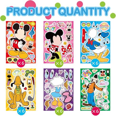 36PCS Mouse Make a Face Stickers, DIY Mouse Party Supplies Favors Make Your Own Stickers Mixed and Matched with Different Designs Characters for Birthday Gifts Class Reward Book Decor 13+ in Saudi Arabia