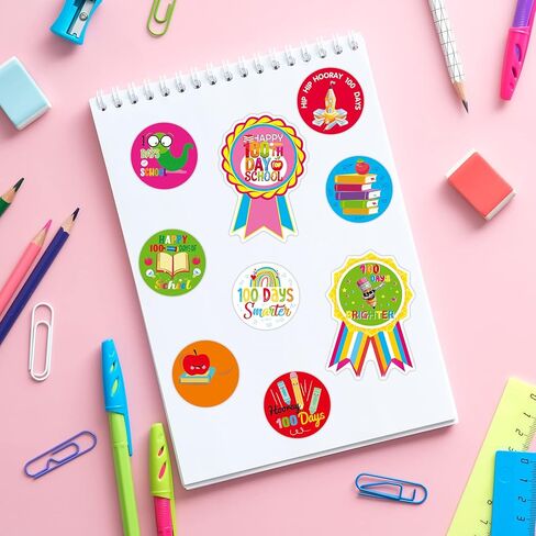 100 Days of School Stickers 100th Day of School Stickers for Kids Teacher Reward 100 Days Smarter Badge Stickers for Shirt Scrapbooking Cards Bags Happy 100 Days of School Party Favors in Saudi Arabia