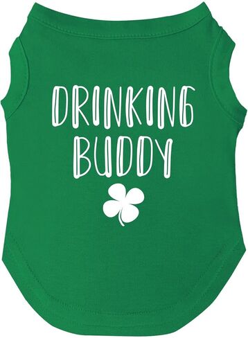 Drinking Buddy Shamrock Dog Tee Shirt | Sleeveless Breeds | St.Patrick's Day | Lucky | Shamrock | Irish Holiday |Green, 6X-Large 260 in Saudi Arabia
