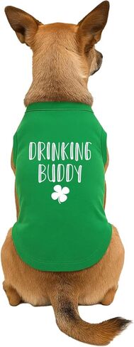 Drinking Buddy Shamrock Dog Tee Shirt | Sleeveless Breeds | St.Patrick's Day | Lucky | Shamrock | Irish Holiday |Green, 6X-Large 260 in Saudi Arabia