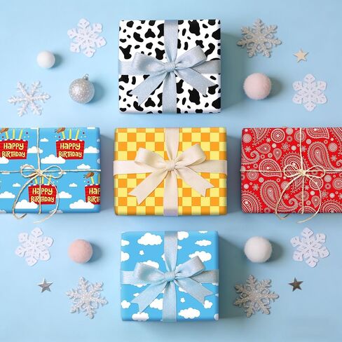 LaVenty Toy Party Supplies Wrapping Paper Cowboy Wrap Paper Desert DIY Craft for Birthday Party Decoration in Saudi Arabia