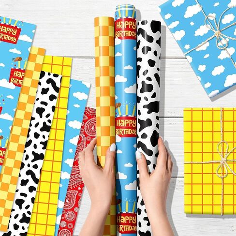 LaVenty Toy Party Supplies Wrapping Paper Cowboy Wrap Paper Desert DIY Craft for Birthday Party Decoration in Saudi Arabia