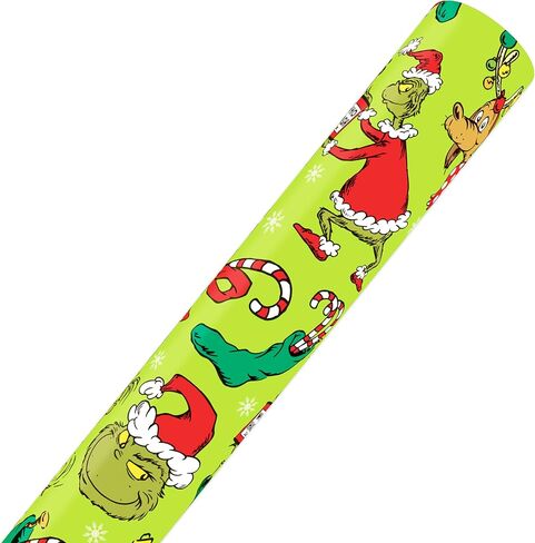 American Greetings Grinch Christmas Wrapping Paper Roll for Kids, Green and Red Holiday Gift Wrap (40 sq. ft., 1 Reversible Roll) Merry Grinchmas, Max, Grinch Christmas Tree in Saudi Arabia