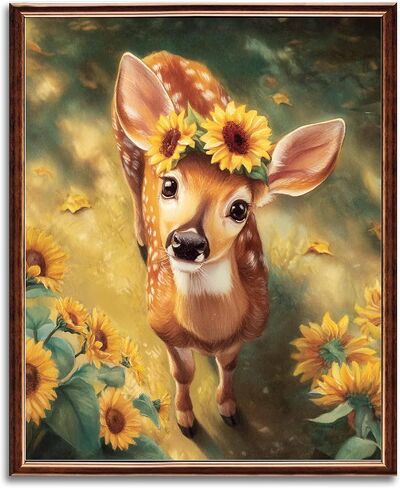 WRTCPOC لطيف البقرة عبر الابره مجموعات للبالغين المبتدئين عباد الشمس الماشية DIY 11CT مختوم الرجعية حيوانات المزرعة التطريز التطريز عد عبر الابره مجموعات الفنون الحرفية 16x20 بوصة in Kuwait