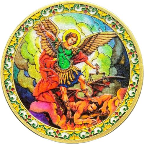Saint Michael Archangel Coin - Religious Prayer Medal for Protection, Gold-Plated Decorative Christian Collectible, Spiritual Blessing Gift, Inspirational Home Decor in Saudi Arabia