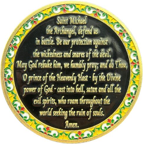 Saint Michael Archangel Coin - Religious Prayer Medal for Protection, Gold-Plated Decorative Christian Collectible, Spiritual Blessing Gift, Inspirational Home Decor in Saudi Arabia