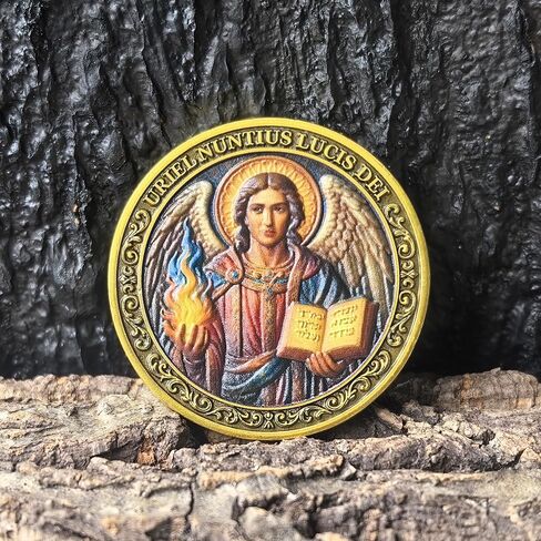 Archangel Uriel Challenge Coin - Spiritual Wisdom & Guidance Token with Prayer for Divine Protection and Illuminating Light in Saudi Arabia