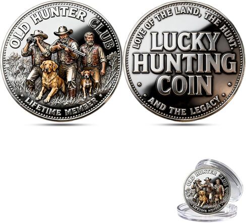 Old Hunter Club Lucky Coin, Lucky Hunting Challenge Coin,Old Hunter Club Lifetime Glory Medal Commemorative Token,Hunting Collectible Tokens Gift for Old Hunters and Outdoor Lovers (5PCS) in Saudi Arabia