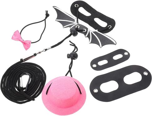 Bearded Dragon Harness and Leash Set with Adjustable Pink Bow Tie Hat, Portable Reptile Outdoor Walking Leash for Lizard Pets, Large Size Birthday Costume Accessories in Saudi Arabia