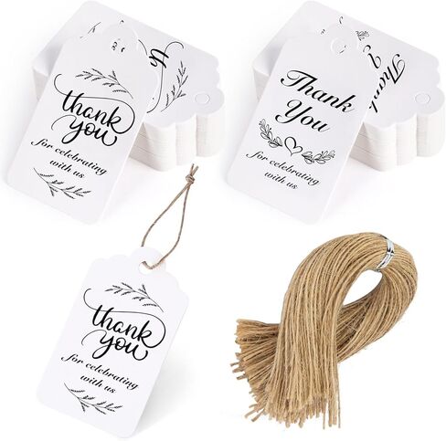 SallyFashion 100 PCS Thank You Kraft Gift Tags with String, 2 Designs in Kuwait