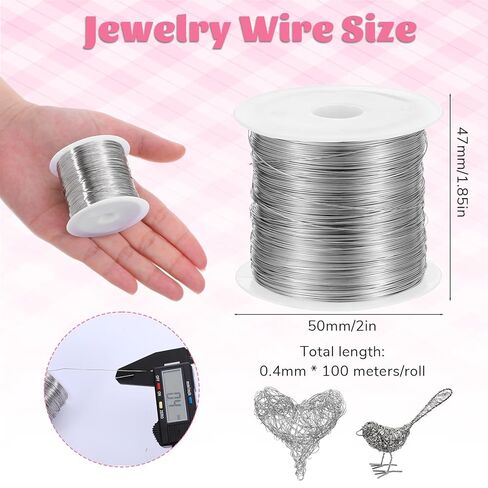 26 Gauge Stainless Steel Wire, 0.4mm X 100m, for Jewelry Making Bailing and Craft Anklet Bracelet Weaving DIY Handmade Projects,Tarnish Resistant Copper Beading Making Supplies in Saudi Arabia
