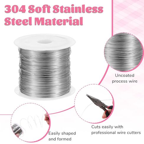 26 Gauge Stainless Steel Wire, 0.4mm X 100m, for Jewelry Making Bailing and Craft Anklet Bracelet Weaving DIY Handmade Projects,Tarnish Resistant Copper Beading Making Supplies in Saudi Arabia