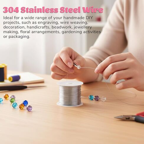 26 Gauge Stainless Steel Wire, 0.4mm X 100m, for Jewelry Making Bailing and Craft Anklet Bracelet Weaving DIY Handmade Projects,Tarnish Resistant Copper Beading Making Supplies in Saudi Arabia