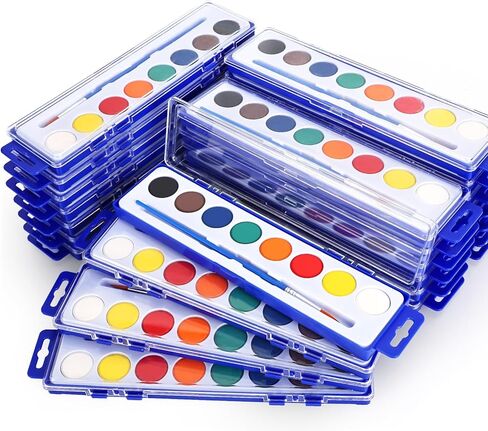 مجموعة ألوان مائية مكونة من 24 قطعة، مجموعة ألوان مائية مكونة من 8 ألوان مع فرش طلاء، طلاء قابل للغسل، لوازم فنية للفصول الدراسية والحفلات in Kuwait
