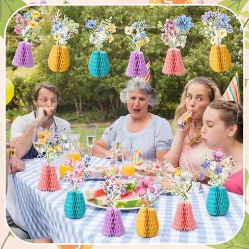 Vicenpal 12 Pcs Wildflowers Honeycomb Centerpieces Spring Wildflowers Party Decorations 3D Spring Table Decor Flower Centerpieces for Easter Birthday Party Office Home Decorations in Saudi Arabia