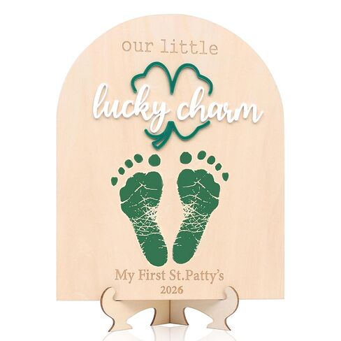 Our Little Lucky Charm Footprint - Newborn First Holiday Milestone Signs, Little Lucky Charm Party, St. Patrick's Day Decoration Supplies (Little Lucky Charm Footprint) in Saudi Arabia