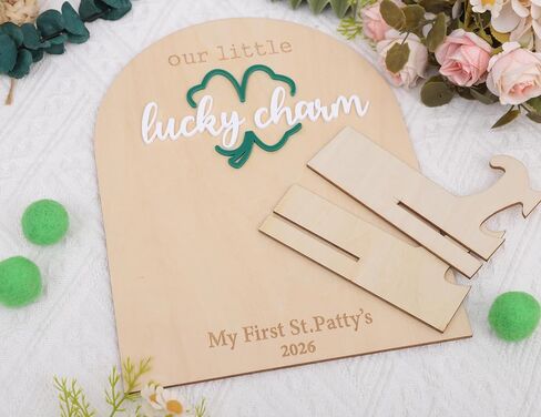 Our Little Lucky Charm Footprint - Newborn First Holiday Milestone Signs, Little Lucky Charm Party, St. Patrick's Day Decoration Supplies (Little Lucky Charm Footprint) in Saudi Arabia