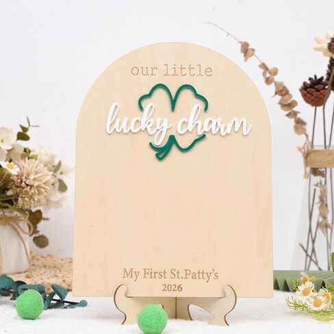 Our Little Lucky Charm Footprint - Newborn First Holiday Milestone Signs, Little Lucky Charm Party, St. Patrick's Day Decoration Supplies (Little Lucky Charm Footprint) in Saudi Arabia