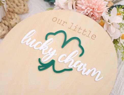 Our Little Lucky Charm Footprint - Newborn First Holiday Milestone Signs, Little Lucky Charm Party, St. Patrick's Day Decoration Supplies (Little Lucky Charm Footprint) in Saudi Arabia