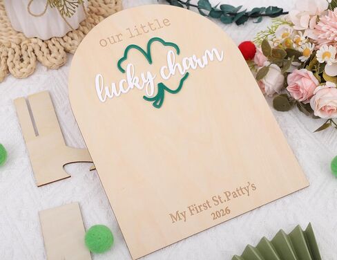 Our Little Lucky Charm Footprint - Newborn First Holiday Milestone Signs, Little Lucky Charm Party, St. Patrick's Day Decoration Supplies (Little Lucky Charm Footprint) in Saudi Arabia