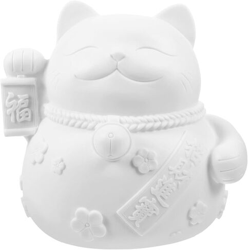 Vaguelly Creative Fortune Cat Piggy Bank Paintable Vinyl Coin Holder for Boy Girl Decorative Money Box Cute Cartoon Design Present for Birthdays and Special Occasions in Saudi Arabia