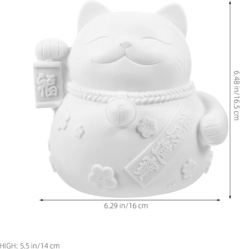 Vaguelly Creative Fortune Cat Piggy Bank Paintable Vinyl Coin Holder for Boy Girl Decorative Money Box Cute Cartoon Design Present for Birthdays and Special Occasions in Saudi Arabia