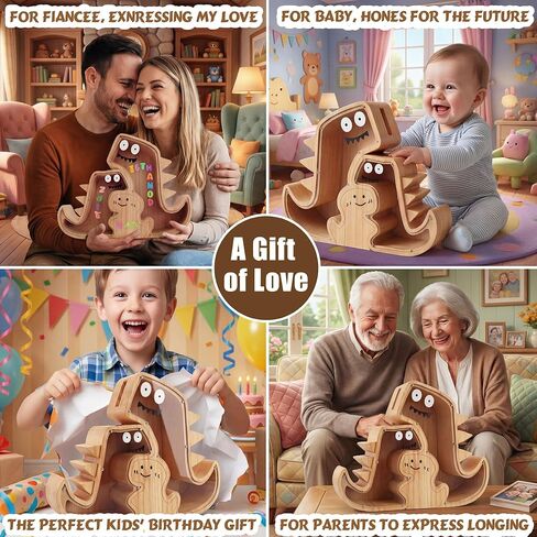 مجموعة حصالة على شكل ديناصور مطورة للأطفال، مكونة من 3 قطع من حصالة الديناصورات الخشبية للأولاد والبنات 3 في 1 بنك أموال دينو خشبي للأطفال الصغار، هدايا صندوق توفير المال الإبداعي لأفكار هدايا عيد ميلاد الأطفال in Kuwait