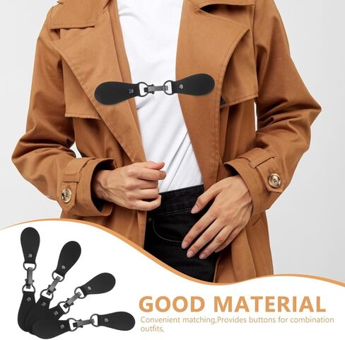 أبازيم خطافية جلدية من Angoily 4 قطع من مشابك الملابس للسترات والمعاطف والسترات والسترات الواقية من الرياح DIY ملحقات التوصيل 6.18 × 1.22 × 0.27 بوصة in Kuwait