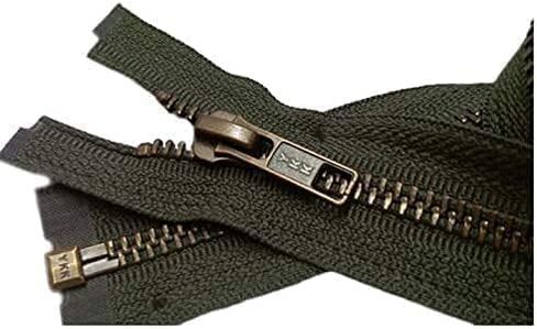 #5 Antique Brass Olive Green Medium Weight YKK Jacket Separating Zipper - Choose Your Length - Color: Olive Green #567 - Made in The United States (1 Zipper Per Pack) (20" Inches) in Saudi Arabia