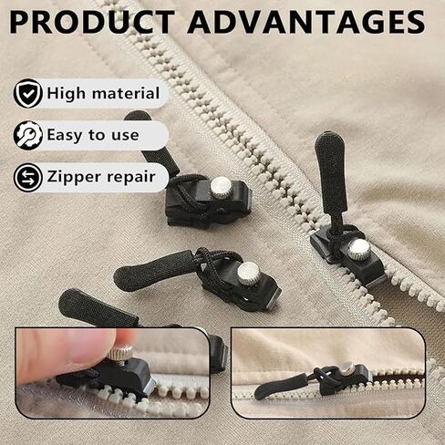 9-Piece Black Zipper Repair Kits,No Tools Required,Easy and Quick Installation.Available in Three Sizes,Suitable for Suitcases,Jackets,Jeans and Other Items. in Saudi Arabia
