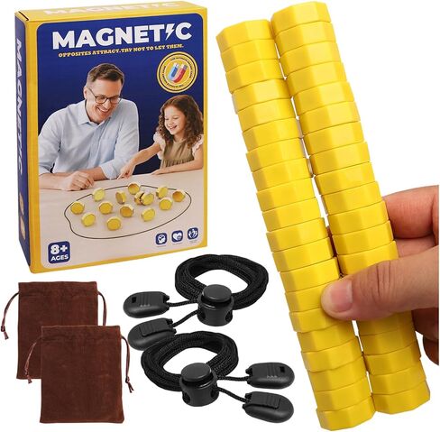 Upgraded Magnetic Chess Game with 40 Magnetic Stones & 2 Adjustable Ropes – Portable Strategy Game for Family Night, Travel, Party Toy STEM/Logic/Strategy Games for Kids & Adults, (Yellow) in Saudi Arabia