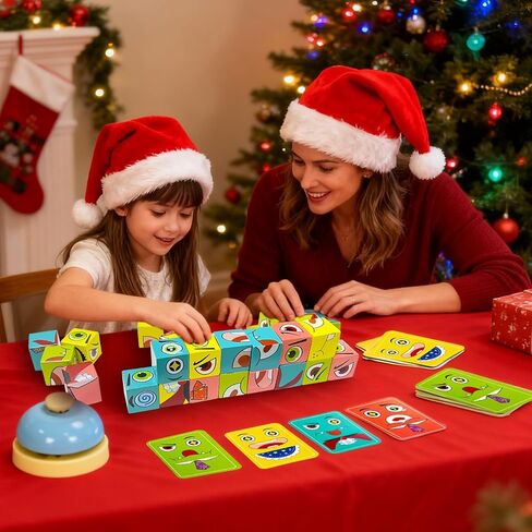 Wooden Face Changing Building Blocks Game, Face Blocks Game with Bell Logical Thinking Training Brain Education in Kuwait