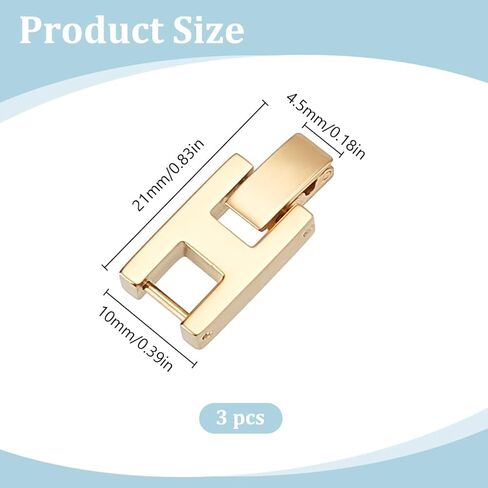 WEBEEDY 3 PCS Watch or Bracelet Fold Over Clasp Stainless Steel Watch Extension Clasp Square Metal Strap Replacement Accessories for Jewelry Making Women Adults DIY Craft,Gold,21x10mm in Saudi Arabia