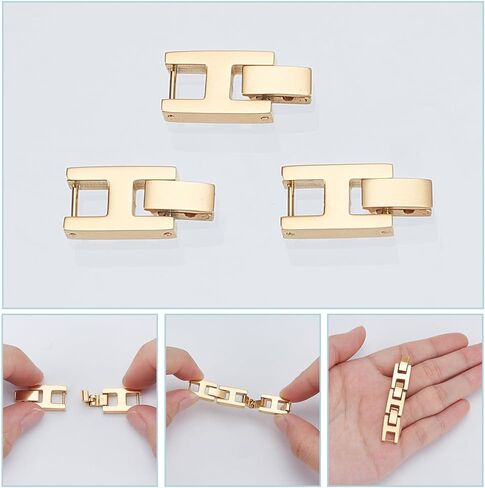 WEBEEDY 3 PCS Watch or Bracelet Fold Over Clasp Stainless Steel Watch Extension Clasp Square Metal Strap Replacement Accessories for Jewelry Making Women Adults DIY Craft,Gold,21x10mm in Saudi Arabia