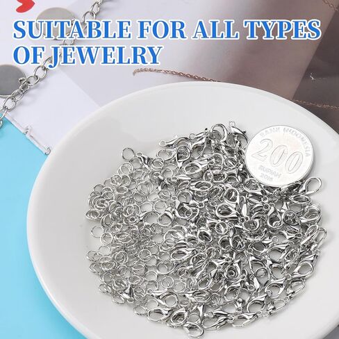 300 Pcs Stainless Steel Lobster Claw Clasps Metal Jewelry Lobsters Closures Clasps with Open Jump Rings Kit Jewelry Clasp and Closures Silver Necklace Bracelet Clasp for Jewelrys Making DIY Craft in Saudi Arabia