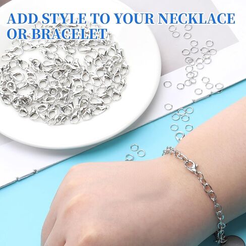300 Pcs Stainless Steel Lobster Claw Clasps Metal Jewelry Lobsters Closures Clasps with Open Jump Rings Kit Jewelry Clasp and Closures Silver Necklace Bracelet Clasp for Jewelrys Making DIY Craft in Saudi Arabia