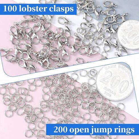 300 Pcs Stainless Steel Lobster Claw Clasps Metal Jewelry Lobsters Closures Clasps with Open Jump Rings Kit Jewelry Clasp and Closures Silver Necklace Bracelet Clasp for Jewelrys Making DIY Craft in Saudi Arabia
