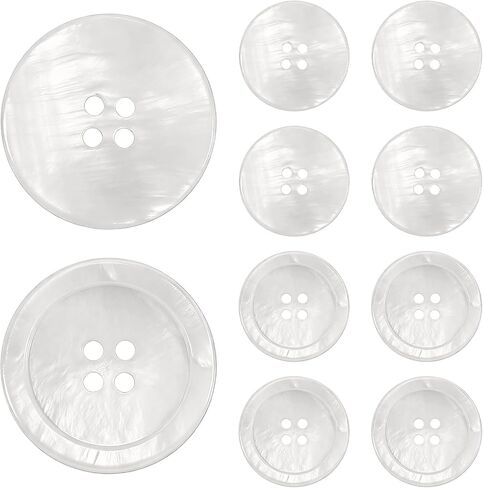 10 Pcs White Mother of Pearl Shell Buttons 1 inch Natural Mop White Buttons for Clothes 4 Hole Pearlized Shell Sewing Replacement Button for Sewing Crafts Clothes Shirts Suits Decorations (25mm) in Saudi Arabia